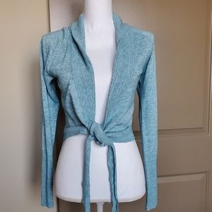 Athleta Knit Tie Wrap Cardigan Sweater Top XS Teal